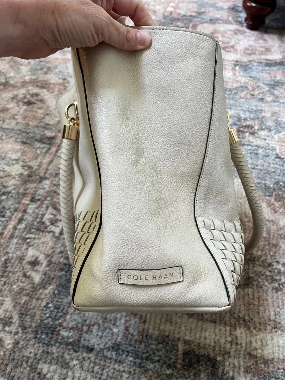 Cole Haan Benson Novelty Weave leather tote